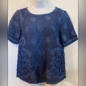 Chico's Navy Floral Lace Blouse